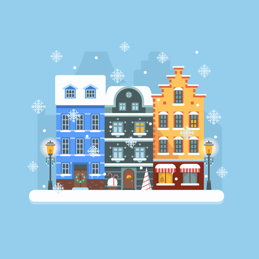 winter city scene - Adobe Illustratorのチュートリアルの一覧まとめ