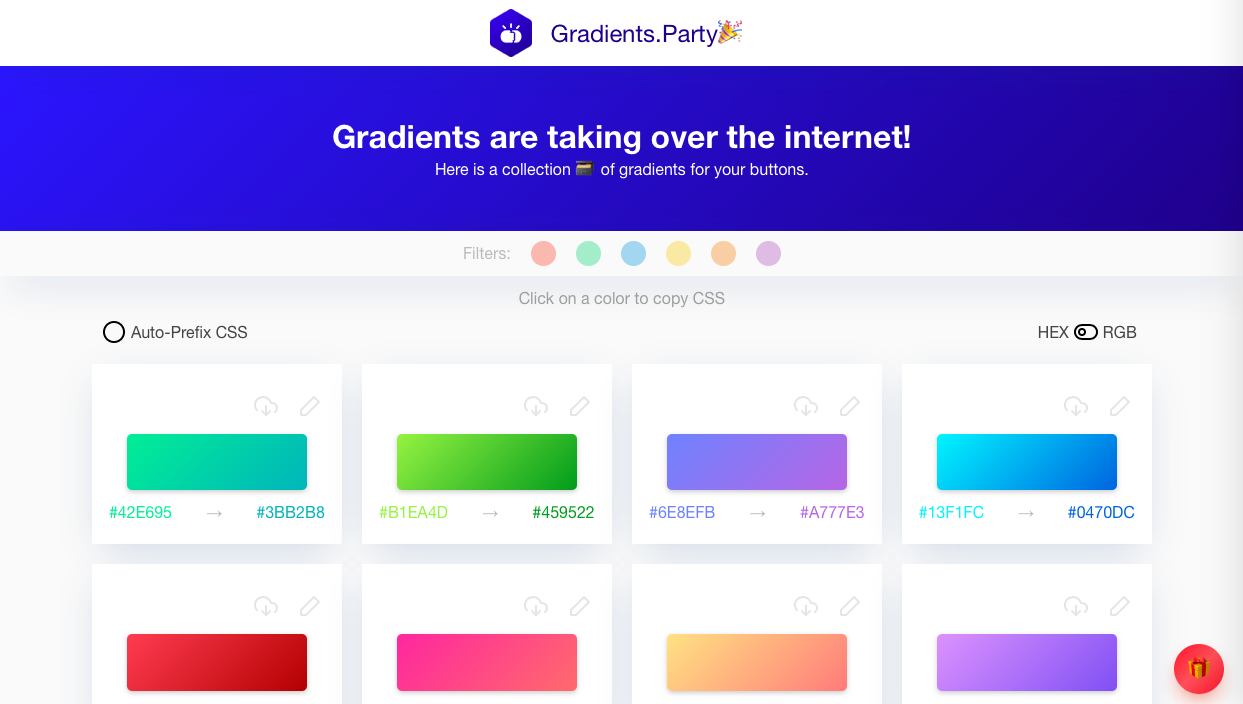 gradients party - グラデーション関連のカラーツールまとめ