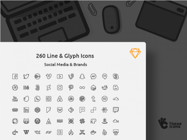 social media brand icon sketch resource - 無料で利用できるSketch用のUIキット・デザイン素材まとめ